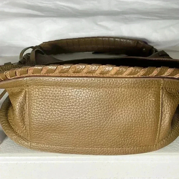 All Saints Light Brown Mori Lea Pebbled Cow Leather Crossbody Tassel Bag - Picture 5 of 10